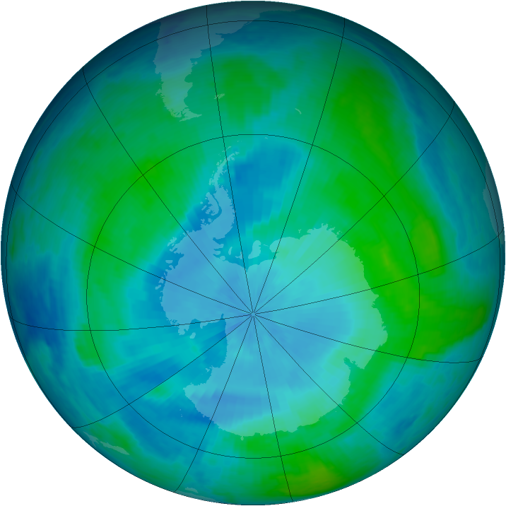 Antarctic ozone map for 13 February 1986